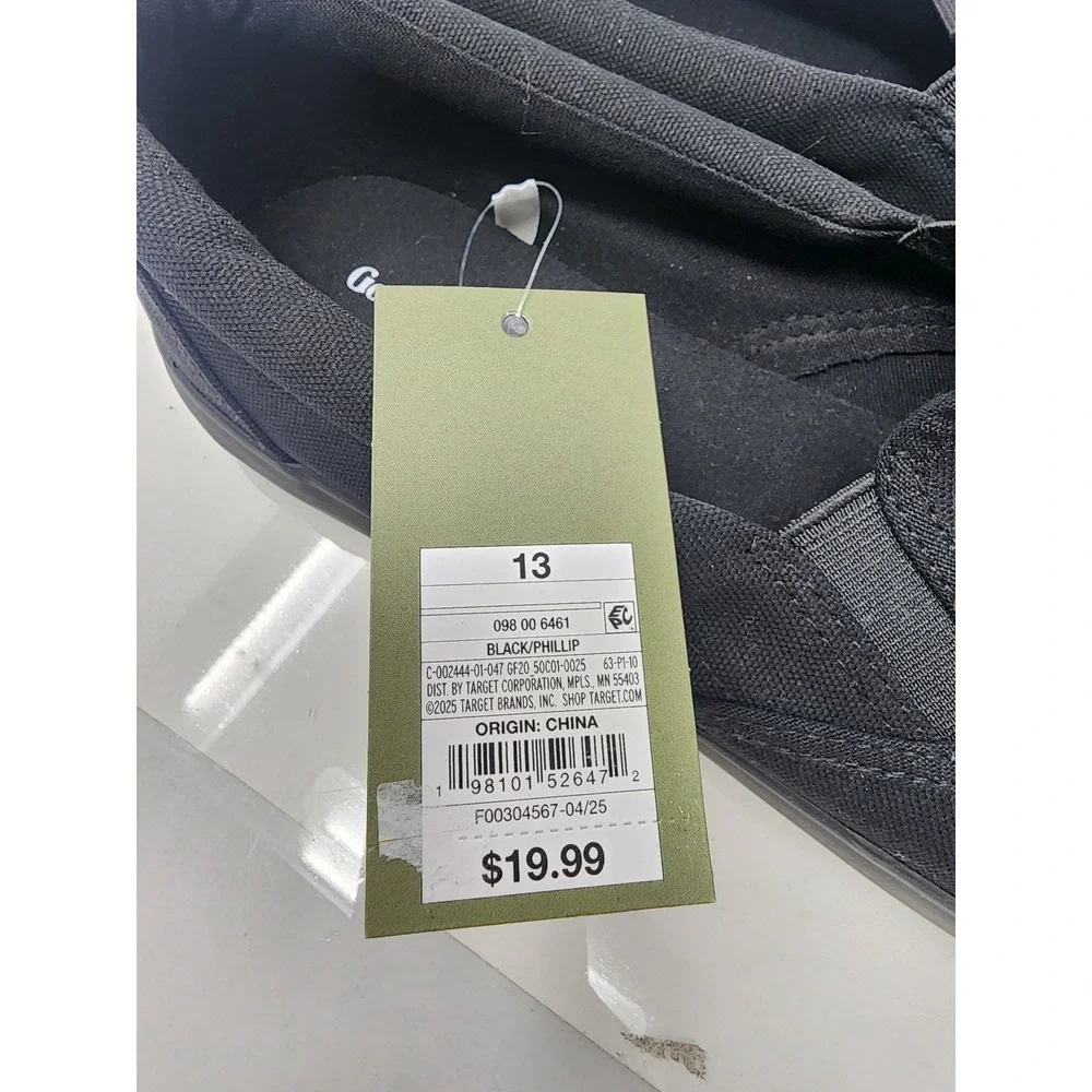 Goodfellow & Co Mens Phillip Slip On Sneakers Black Canvas Casual Size 13